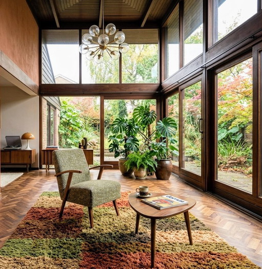 Sillón vintage de diseño moderno de los años 60 para sala de estar.