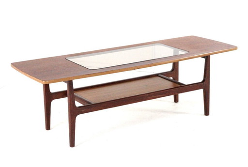 Vintage coffee table with glass and magazine rack 'Bristol'