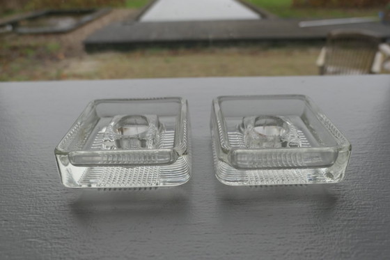 Image 1 of Vintage Bohemia glass candlestick 2 x Czechoslovakia