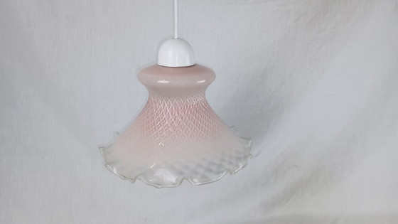 Image 1 of Lampada a sospensione vintage Venini in vetro di Murano rosa chiaro, metà anni '50