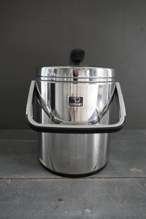 Vintage Elephant ijsemmer met originele ijstang RVS