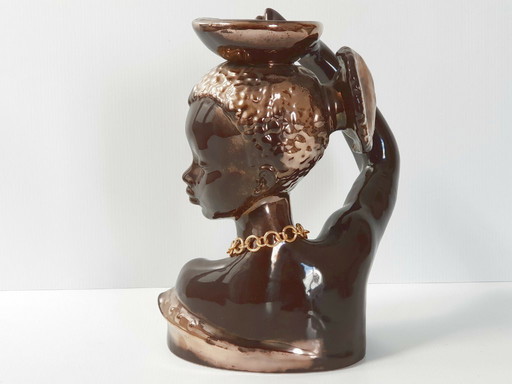 African Bust Trinket Tray 1950s Vintage Rockabilly Ceramic 50s Zazou
