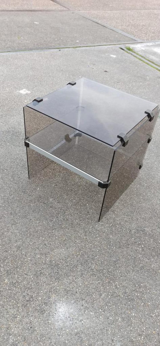 Image 1 of Vintage smoked glass side table