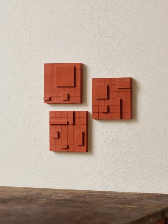 Image 1 of Set of 3 brutalist wall objects