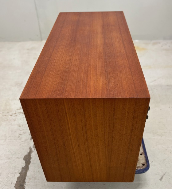 Image 1 of Teak Tambour Door Cabinet By Kai Kristiansen For Feldballes