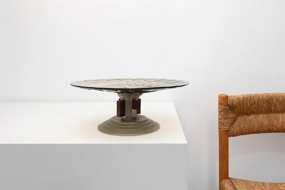 Image 1 of Fruttiera Art Déco in vetro, legno e metallo, Francia, anni '40