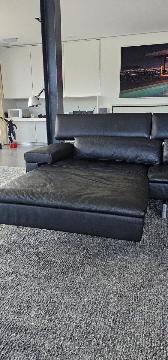 Jori Shiva Bank Met Chaise Longue In Zwart Leer – 3-5 zitsbanken, Leather (photo 8 of 10)