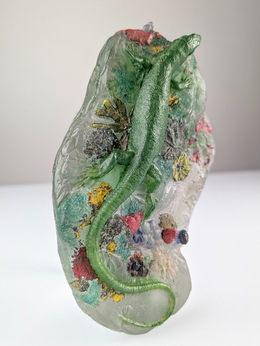 Pâte de Verre Lizard Sculpture, France, 1920s, Art Nouveau