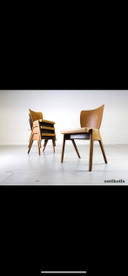 Set of 4 Mid - Century chairs Kadeder beech vintage stacking chair