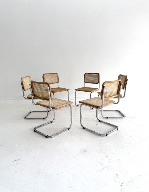 Juego de 6 sillas de comedor vintage Cesca, Italia '80 – eetkamerstoelen, Chrome, Wood (photo 2 of 12)