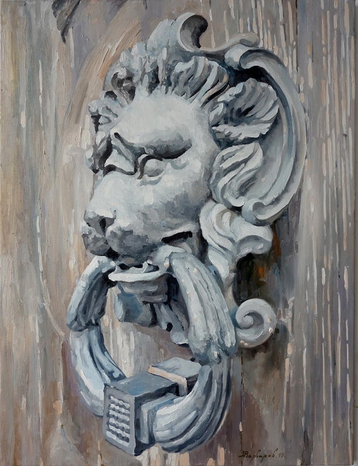 Original Oil Painting Contemporary Art Symbolism Door Knock - You Will Open – schilderijen tekeningen, Canvas