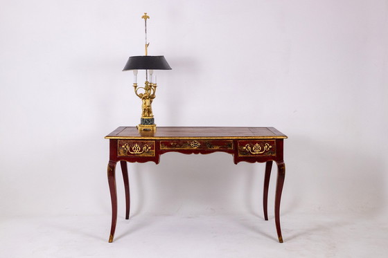 Image 1 of Bureau Plat de Style Louis XV à Décor de Scènes Lacustres, Circa 1800