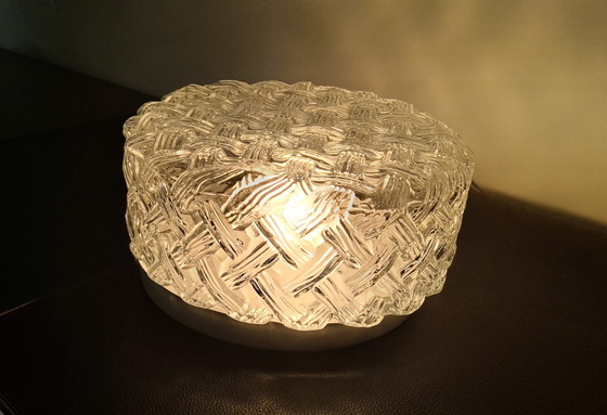 Image 1 of 3 deutsche RZB-Lampen mit klarem Glasschirm im Flechtmuster j 90