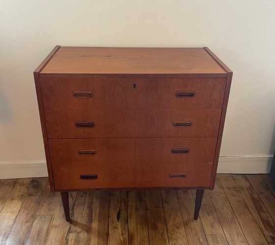 Image 1 of Vintage Scandinavische teakhouten ladekast met 4 laden