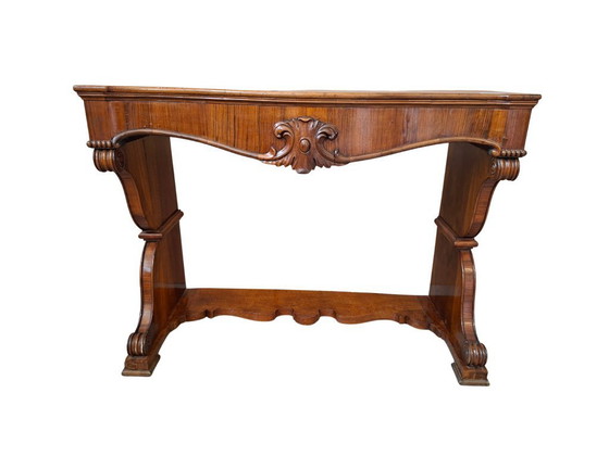 Image 1 of Edler antiker Konsolentisch aus Nussbaumholz – Karl-X.-Zeit (um 1825)