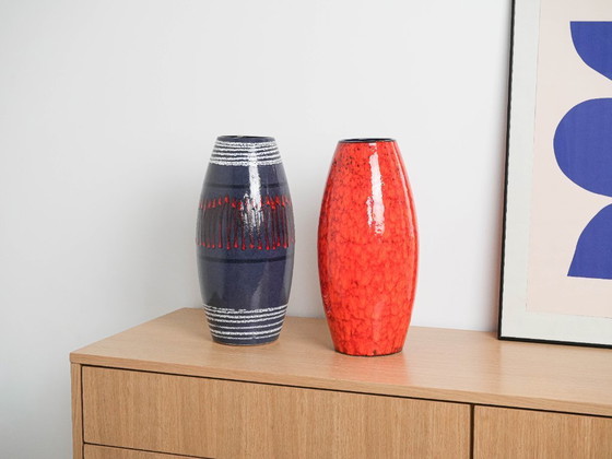 Image 1 of Red ceramic vase, German design, 1960s, manufactured by Scheurich