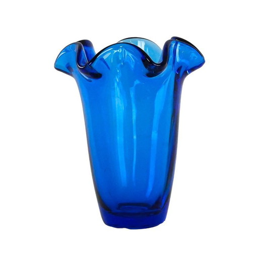 Cobalt glass vase, Danish design, 1970s, made in Denmark