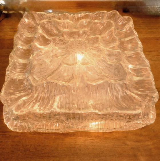 Image 1 of Vintage glass ceiling lamp flower shape