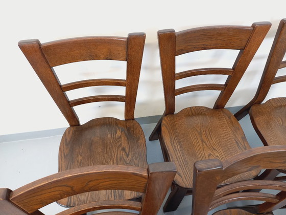 Image 1 of Set of 6 vintage brutalist oak chairs from the 1950s