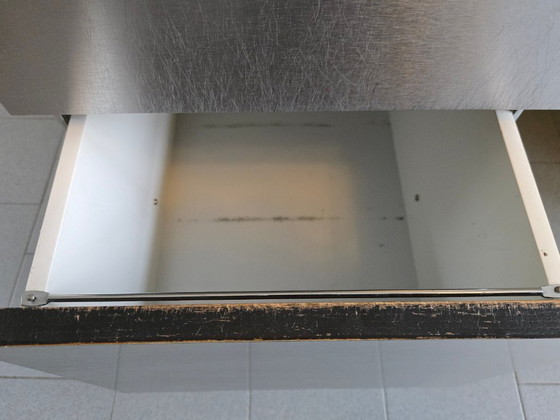 Image 1 of Vintage 1970s desk by Etienne Fermigier for JFR, stainless steel & aluminum, 70s space age