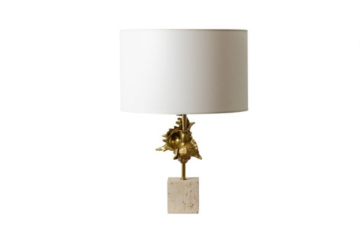 Maison Charles. Shell lamp in gilt bronze. France, 1970s