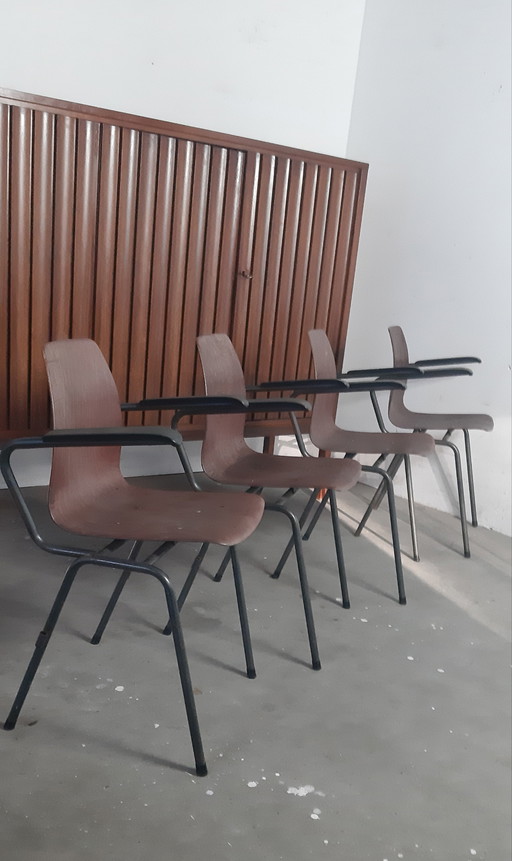 Chaises d'école Pagholz avec accoudoirs 1960