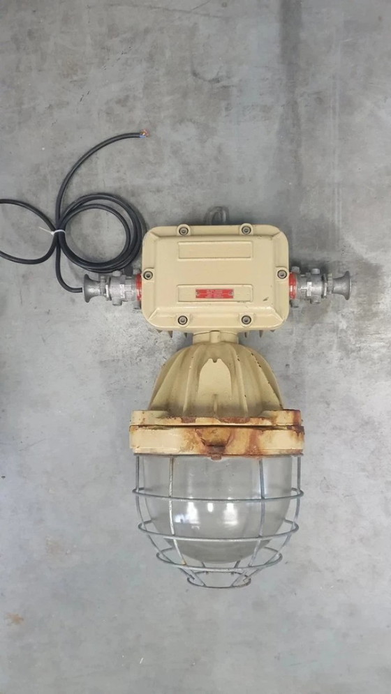 Image 1 of 2 lampes industrielles XL style cage, lampe d'usine, lampe de bunker, style vintage rétro