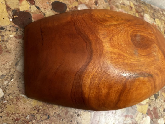 Image 1 of Vintage Reddish Carved Wooden Bowl/Empty Tray - 41/25/H 8 Cm