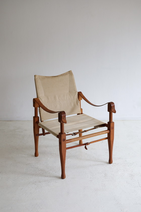 Fauteuil Safari, Design Vintage Années 50/60 – Canvas, Wood (photo 2 of 9)