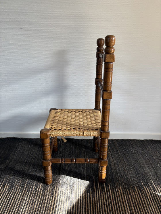 Image 1 of Vintage style wooden & rush seat high chair