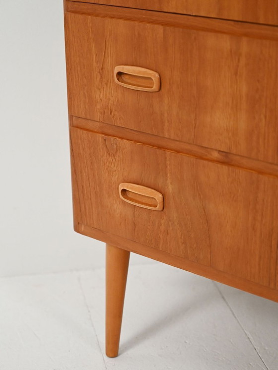 Image 1 of Scandinavian teak chest of drawers with oak details