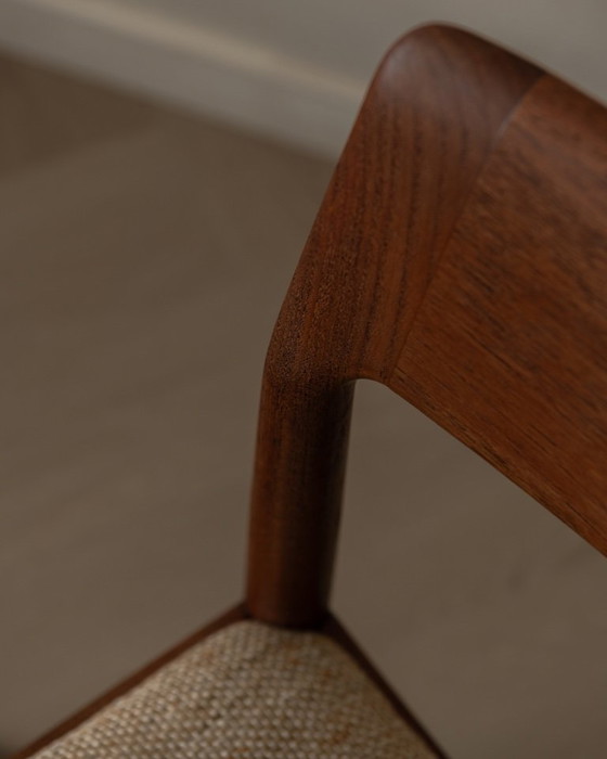 Image 1 of Vintage eetkamerstoelen van Johannes Nørgaard voor Nørgaard Møbelfabrik (set van 6) | Originele wollen bekleding | Jaren 60