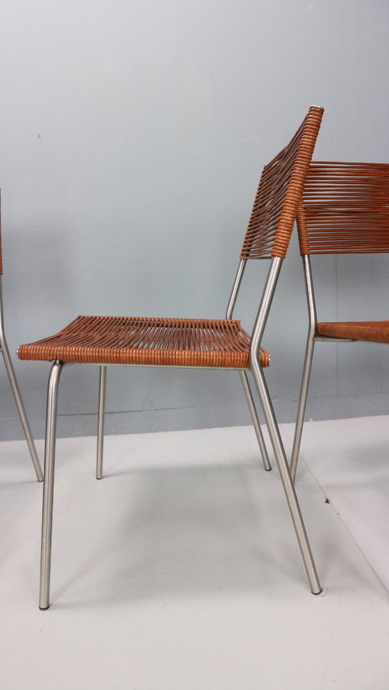 Image 1 of Satz von 6 Esszimmerstühlen "Miss B" von Tito Agnoli für Bonacina, Italien