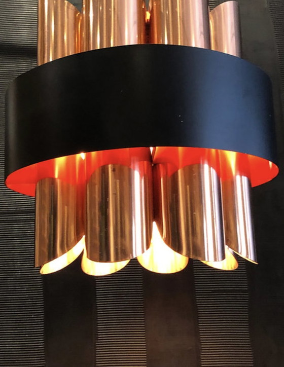 Image 1 of Scandinavian Copper and Black Metal Hanging Lamp