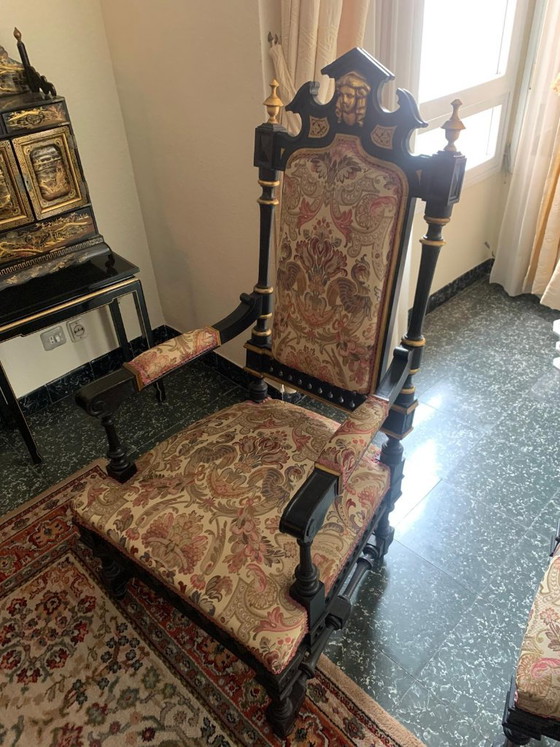 Ebonized and Gilded Historicist Armchair – Dining chairs, Wood (photo 2 of 7)