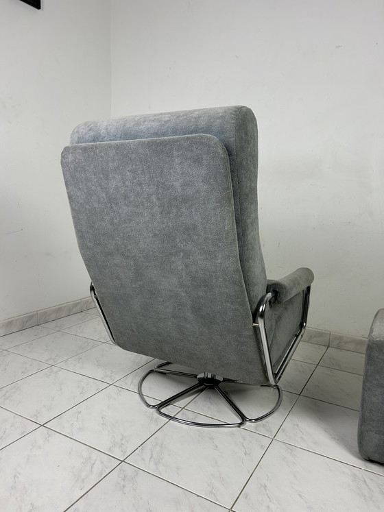 Image 1 of Fauteuil pivotant vintage Gelderland avec ottoman par Jan des Bouvrie
