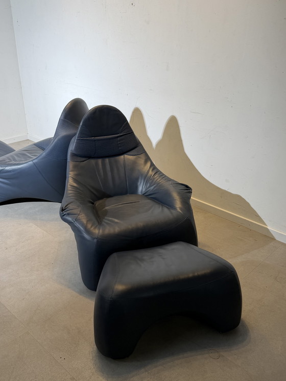 Image 1 of Marc Sadler “Hal” Lounge Chair + Ottoman for Cassina (1996) – Blue Leather