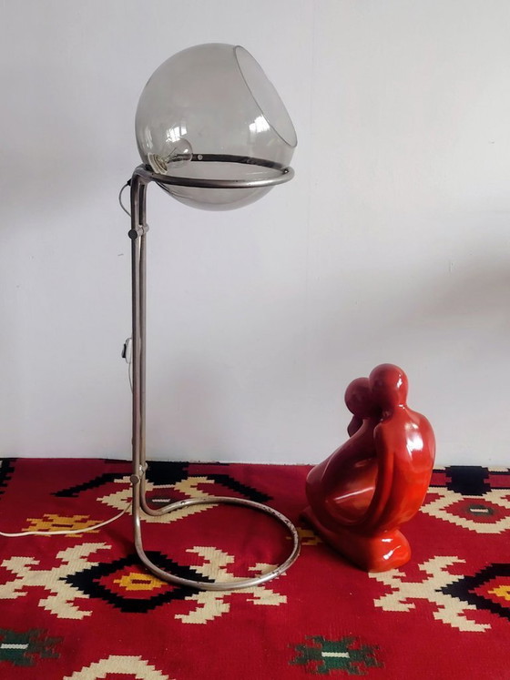 Image 1 of Modernist bauhaus glass ball floor lamp. Designer: Házi Tibor