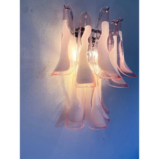 Image 1 of Coppia di applique da parete Selle in vetro di Murano rosa cipria