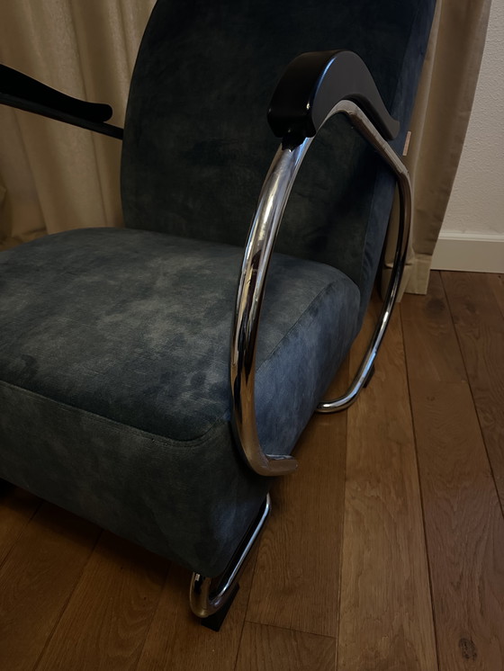 Image 1 of Sillón de terciopelo azul