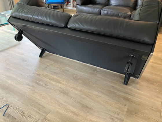 Image 1 of Poltrona Frau Twice, gruppo di sedute in pelle nera e cromo