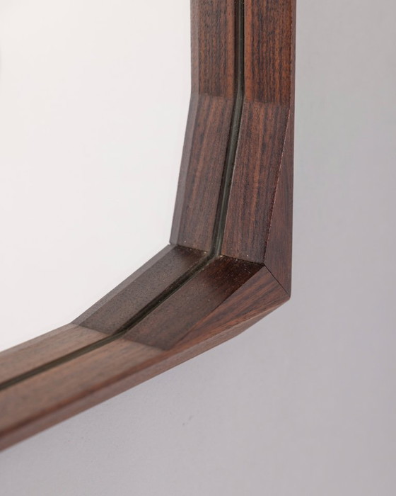 Image 1 of VINTAGE 1960s WALNUT WALL MIRROR DESIGNED BY DINO CAVALLI