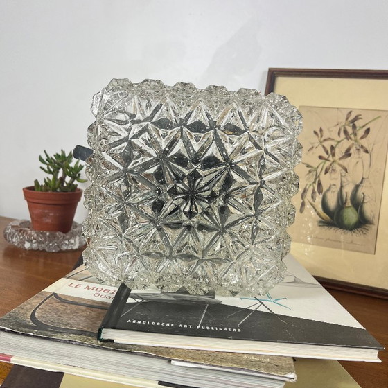 Applique Murale Carrée Plafonnier Verre Transparent Luminaire Ancien Vintage 1970 1980 – Appliques murales (photo 6 of 9)
