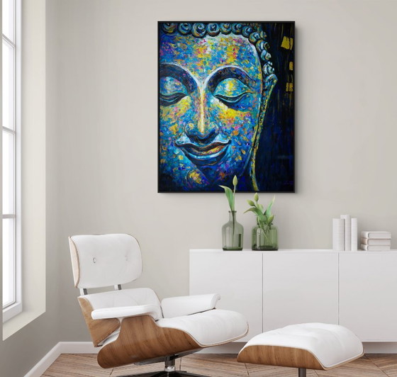 Image 1 of Unique hand-painted Buddha painting “Ocean of Calm” – Seksak Jaichumchen – 100×120 cm