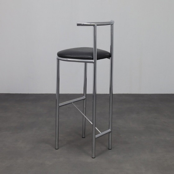 Image 1 of Satz von 4 postmodernen Barhockern in Chrom, 1990er Jahre