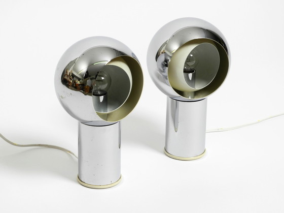 Image 1 of Paar schöne große Mid Century Space Age Chrom Tischlampen - Made in Italy