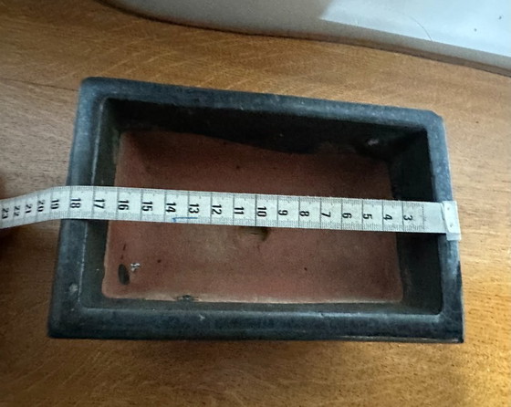 Image 1 of Vaso rettangolare smaltato blu, 18,5 cm x 12 cm, per bonsai o succulente