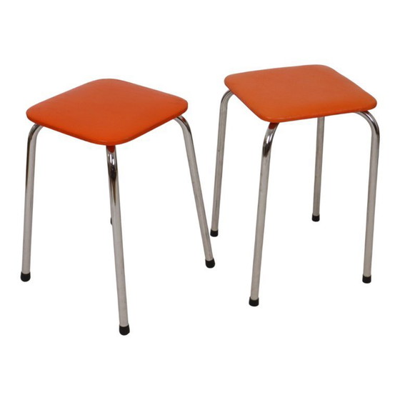 Image 1 of Set of 2 Orange Stools