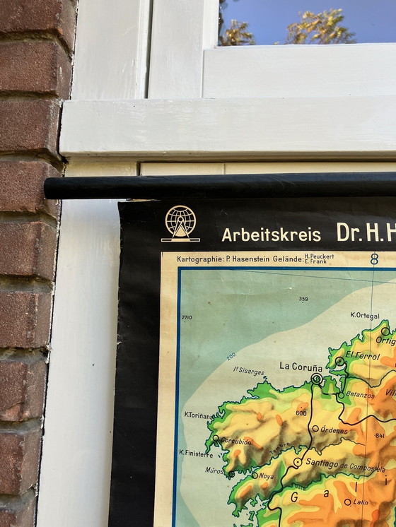 Image 1 of Mappa murale vintage XXL Spagna Portogallo Gruppo di lavoro H.Haack