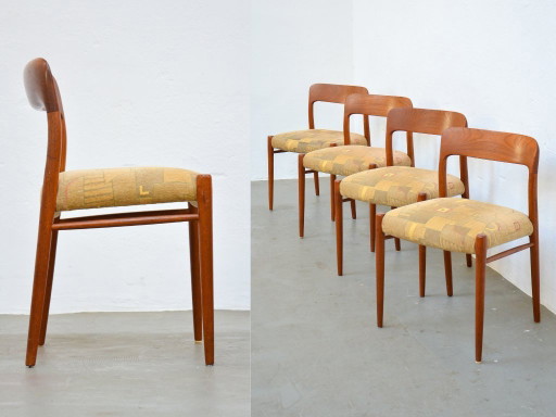 4x Stoel Model 75 Niels Møller Teak Deense Midcentury Niels Möller